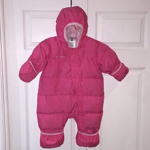 Columbia Infant Baby Girls Downfilled Snowsuit Pink Size 12 Months